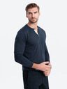 Ombre Clothing Cămașă bărbătească albastru închis cu nasturi în jos Ombre Clothing HENLEY