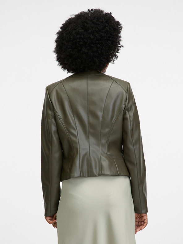 Orsay Jachetă din piele kaki pentru femei ORSAY