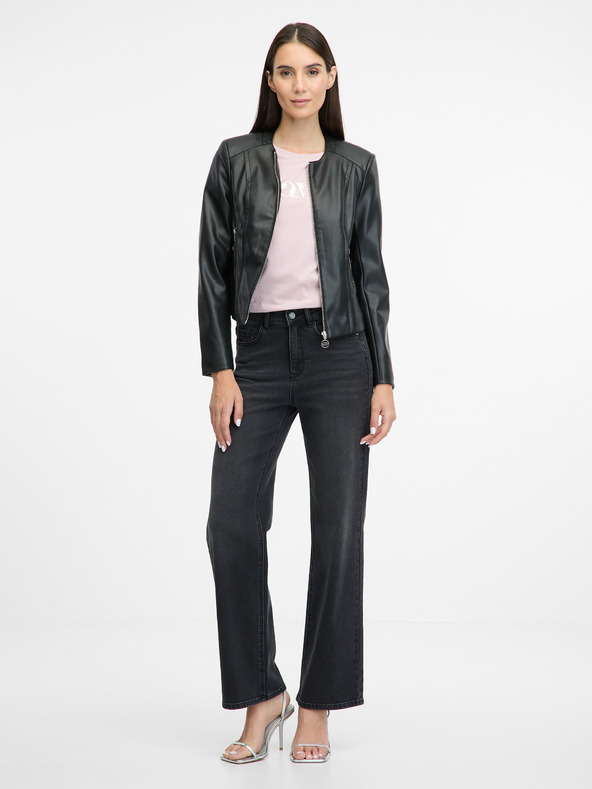 Orsay Jachetă neagră imitație de piele pentru femei ORSAY