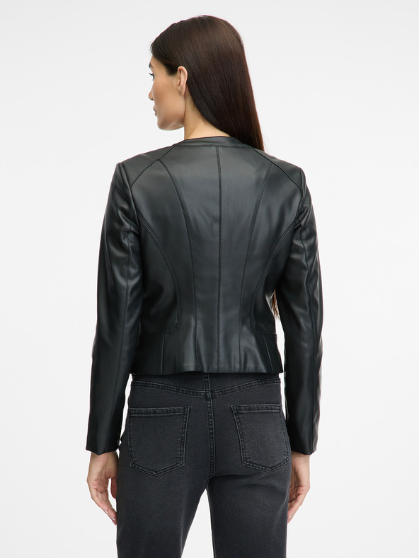 Orsay Jachetă neagră imitație de piele pentru femei ORSAY
