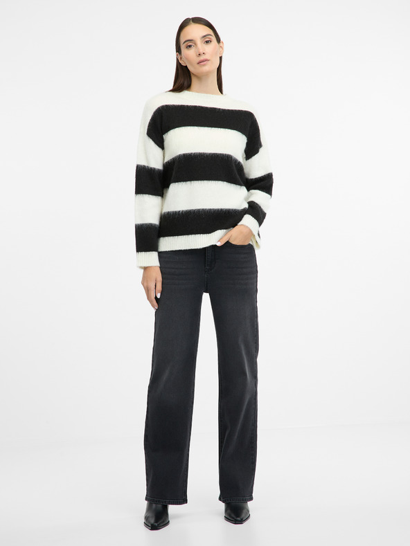Orsay Pulover negru cu dungi pentru femei ORSAY