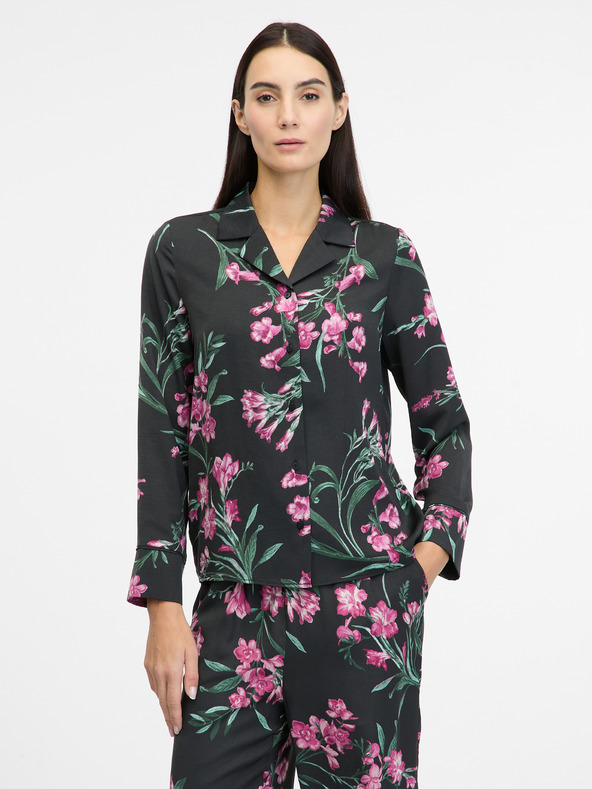 Orsay Cămașă de noapte neagră din satin pentru femei ORSAY