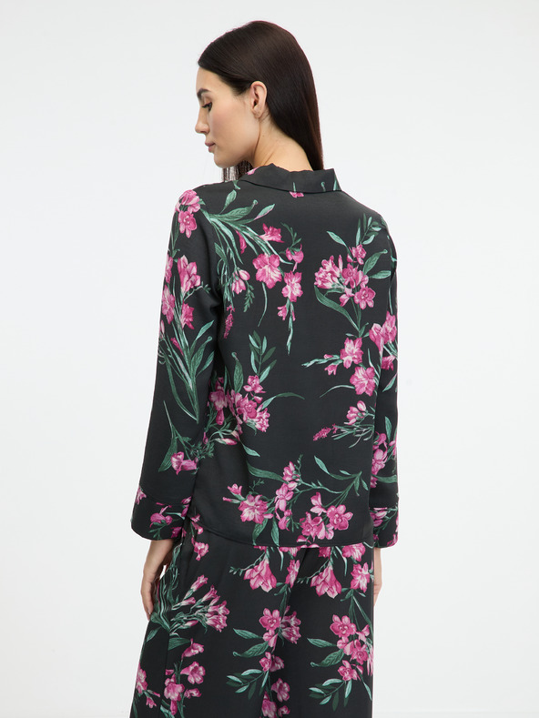 Orsay Cămașă de noapte neagră din satin pentru femei ORSAY