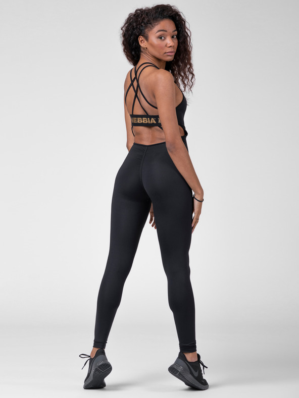 Nebbia Salopeta neagră pentru femei NEBBIA INTENSE Golden Jumpsuit 595