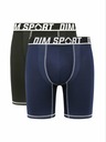 DIM Set de doi boxeri sport pentru bărbați în negru și albastru închis DIM SPORT LONG BOXER 2x
