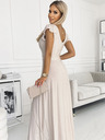 numoco Rochie lungă cu decolteu și glitter - bej Numoco CRYSTAL