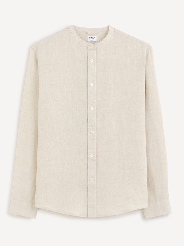 Celio Cămașă din in bej pentru bărbați Celio Damaolin