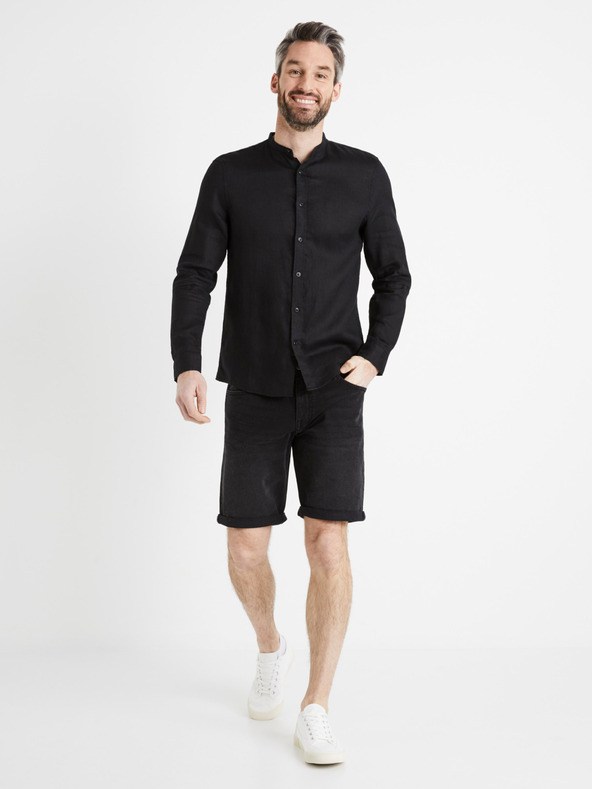 Celio Cămașă din in neagră pentru bărbați Celio Damaolin