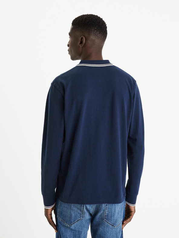 Celio Tricou polo basic albastru închis pentru bărbați Celio Decolml