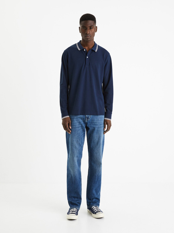 Celio Tricou polo basic albastru închis pentru bărbați Celio Decolml