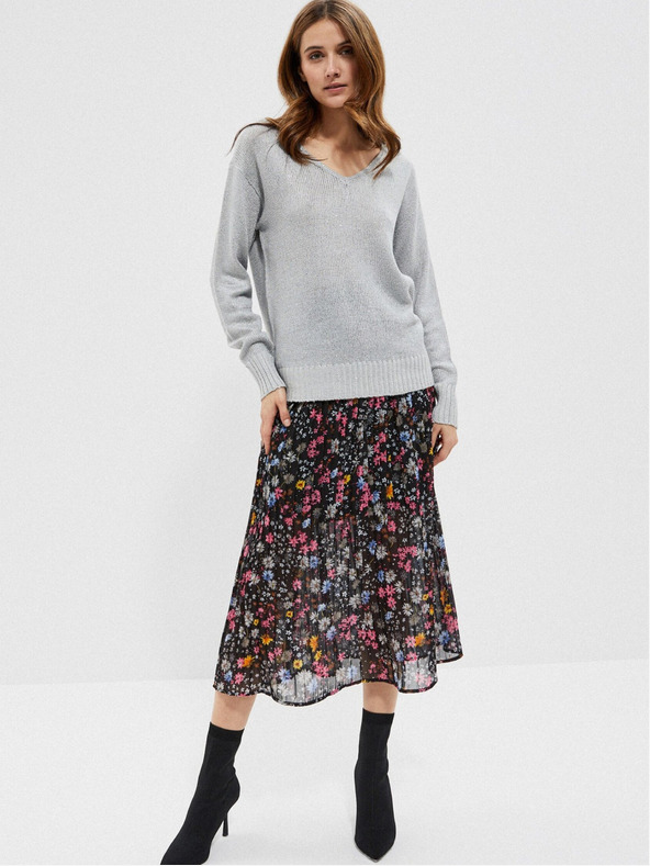 Moodo Pulover gri lucios pentru femei Moodo