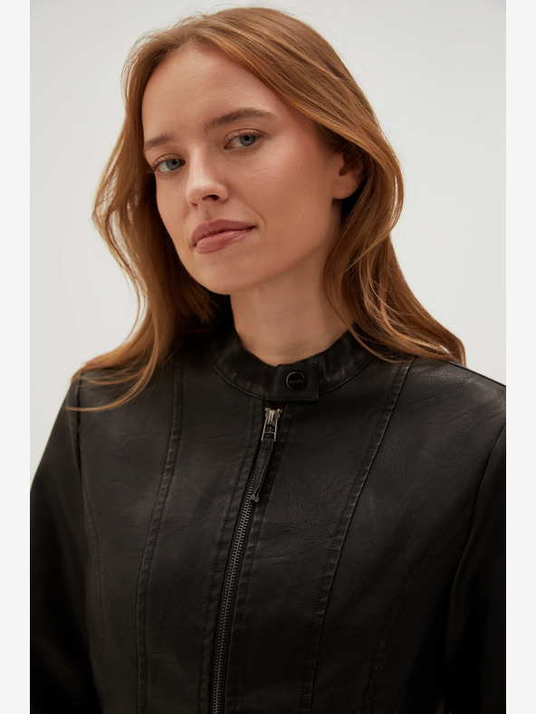 Moodo Jachetă din piele neagră pentru femei Moodo