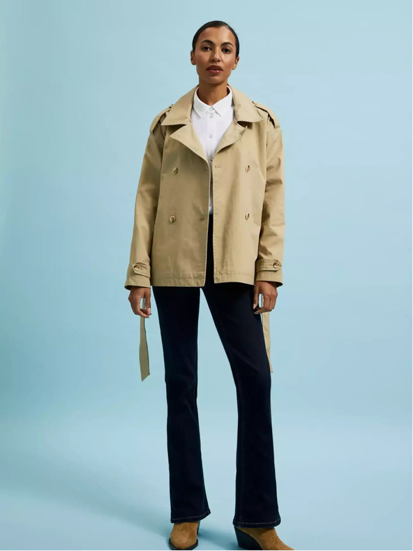 Moodo Trench scurt bej pentru femei Moodo