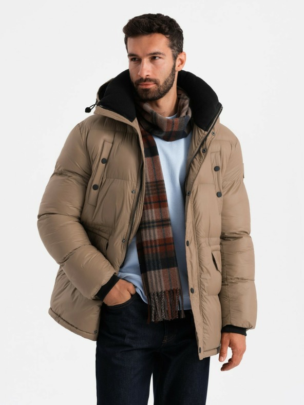 Ombre Clothing Jachetă lungă pentru bărbați cu buzunare Ombre Clothing