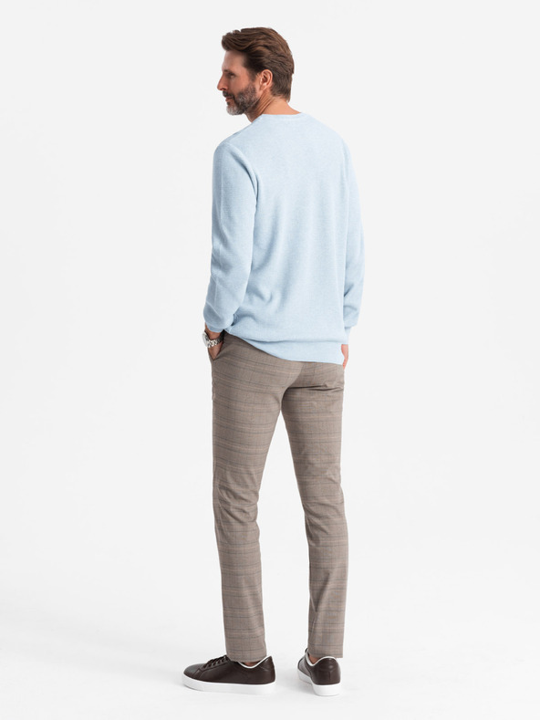 Ombre Clothing Pulover tricotat structurat melange albastru Ombre Clothing pentru bărbați