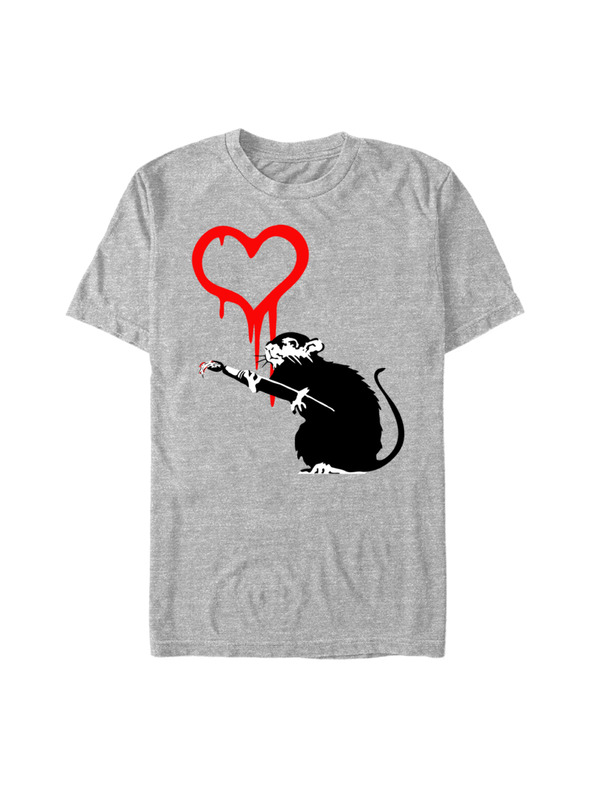 ZOOT.Fan Tricou melanj gri Banksy (Brandalised) Bansky Love Rat