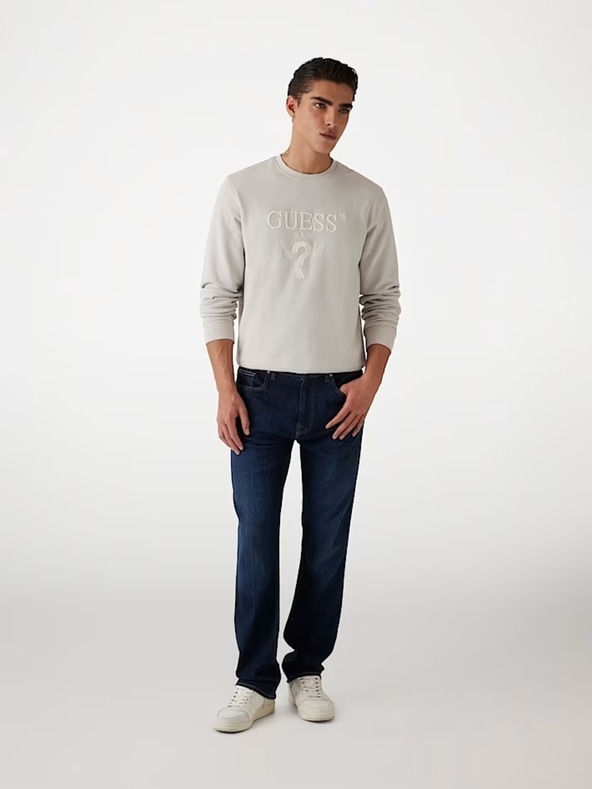 Guess Jeans Hanorac alb pentru bărbați cu logo brodat Guess jeans