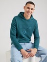 Guess Jeans Hanorac petrol pentru bărbați cu logo brodat și glugă Guess jeans