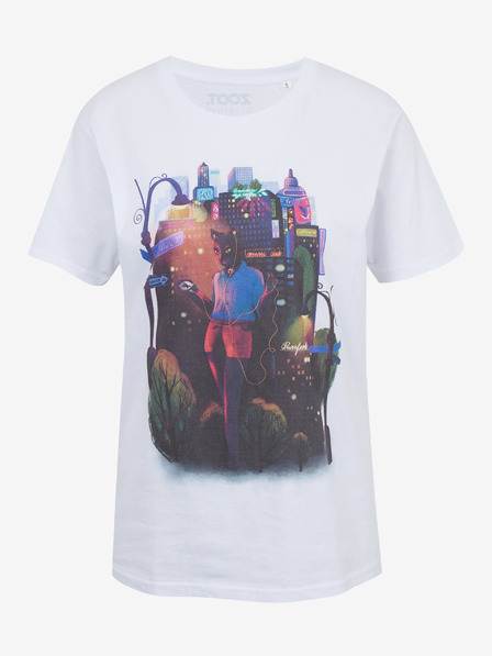 DOBRO Tricou alb pentru femei cu imprimeu Zoot DOBRO. Pisică