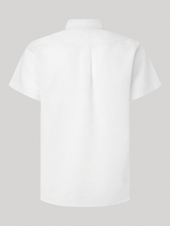 Pepe Jeans Cămașă albă din in cu mânecă scurtă pentru bărbați Pepe Jeans