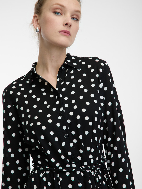 Orsay Rochie cămașă neagră pentru femei, pană la genunchi ORSAY