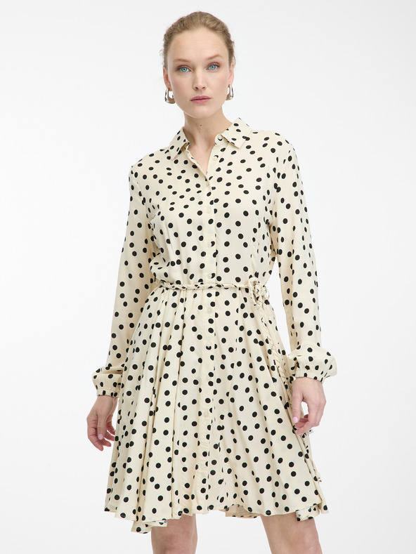 Orsay Rochie cămașă de culoare crem pentru femei, pană la genunchi ORSAY