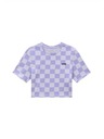 Vans Tricou mov în carouri pentru femei Vans Checker Crew Crop II Cosmic Sky