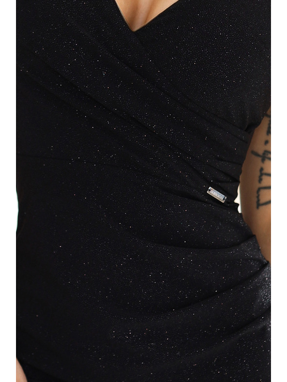 numoco Rochie sclipitoare strălucitoare cu decolteu încrucișat și bretele