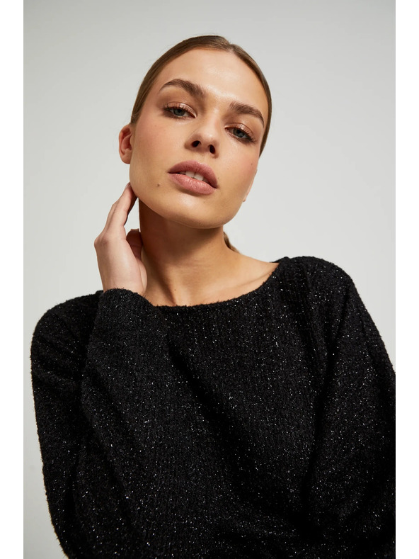 Moodo Top negru cu mânecă lungă