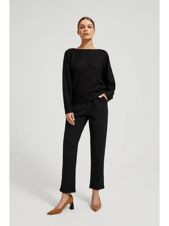 Moodo Top negru cu mânecă lungă