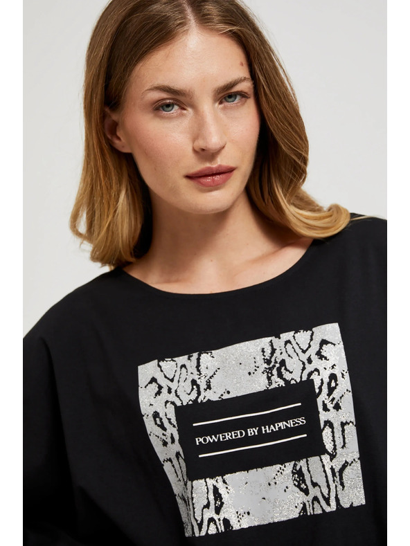 Moodo Top negru pentru femei cu mânecă lungă