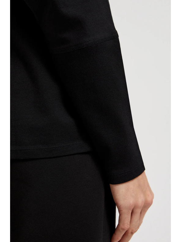 Moodo Top negru pentru femei cu mânecă lungă