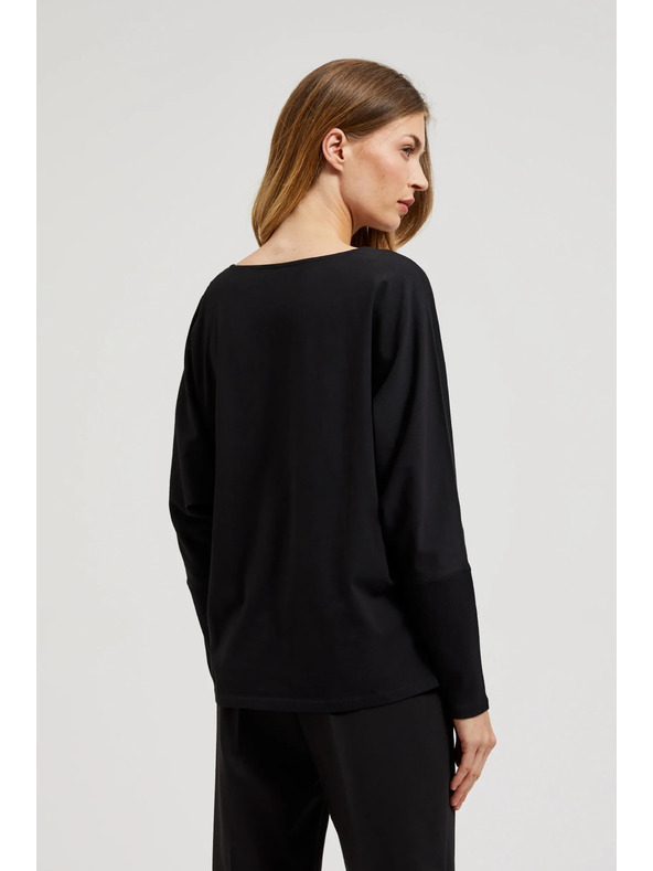 Moodo Top negru pentru femei cu mânecă lungă