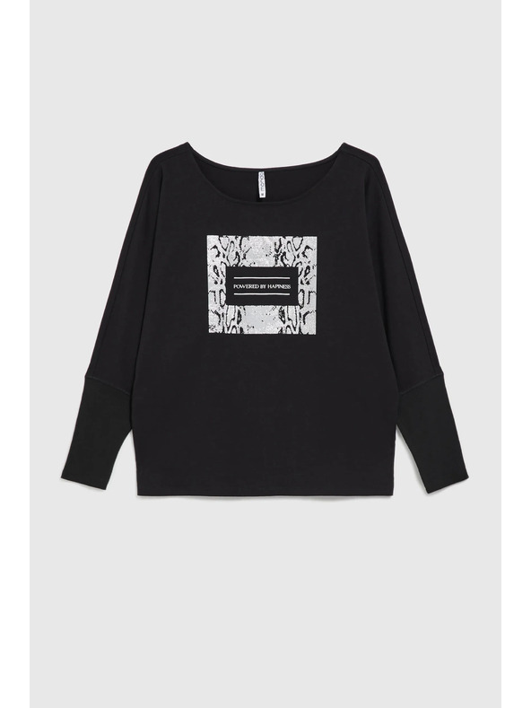 Moodo Top negru pentru femei cu mânecă lungă