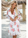 numoco Rochie șifon încrucișată cu imprimeu floral și mânecă lungă