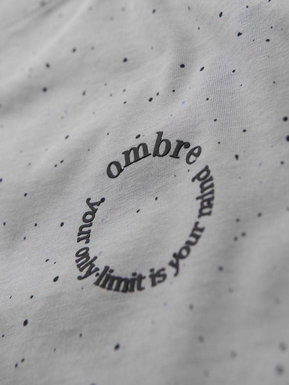 Ombre Clothing Tricou din bumbac pentru bărbați cu imprimeu și decolteu rotund - gri deschis
