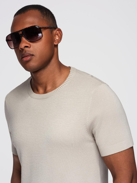 Ombre Clothing Cămașă tricotată clasică pentru bărbați cu manșete coaste - gri deschis