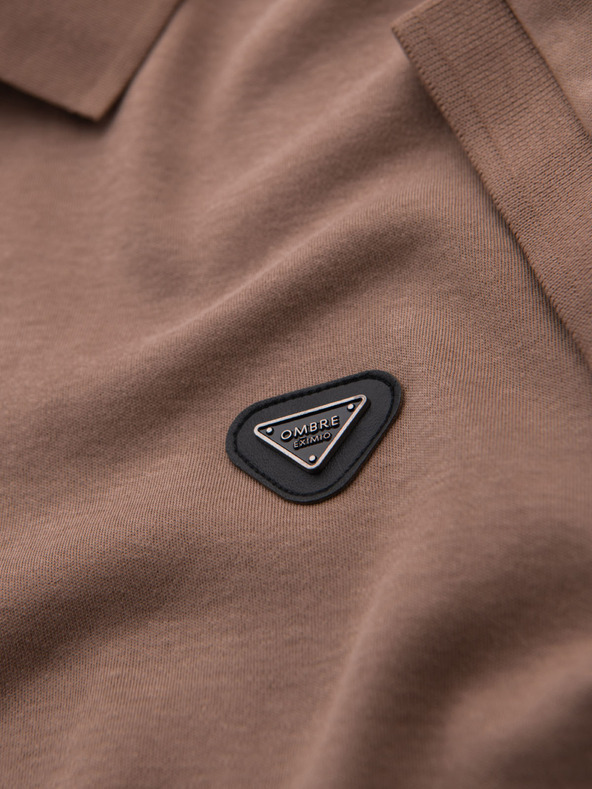 Ombre Clothing Tricou polo cu fermoar - maro deschis