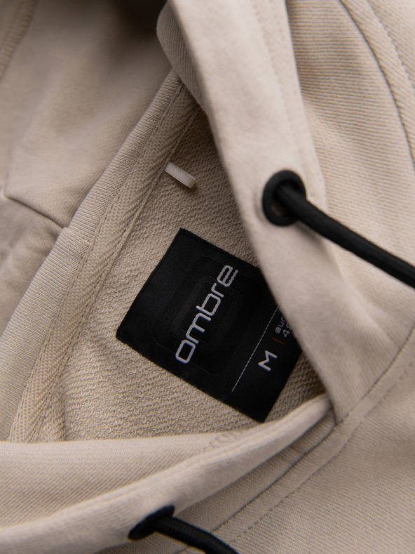 Ombre Clothing Hanorac din bumbac pentru bărbați cu glugă și elemente contrastante - bej