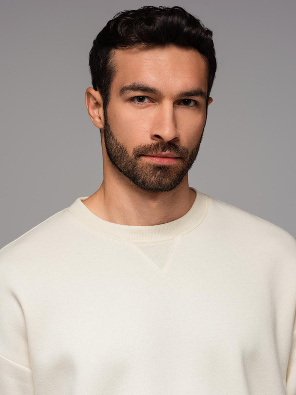 Ombre Clothing Hanorac unisex clasic cu decolteu rotund - crem