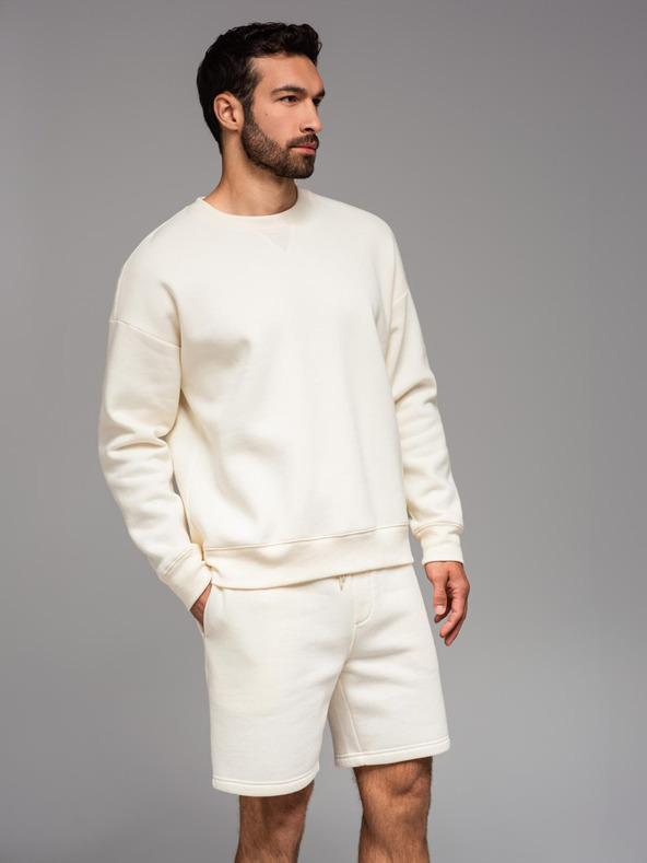 Ombre Clothing Hanorac unisex clasic cu decolteu rotund - crem