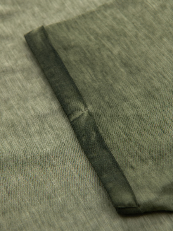 Ombre Clothing Tricou din bumbac pentru bărbați cu decolteu în V și efect spălat - măsliniu