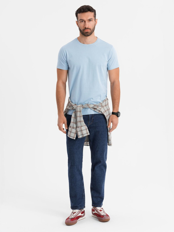 Ombre Clothing Tricou clasic BASIC din bumbac pentru bărbați - albastru deschis