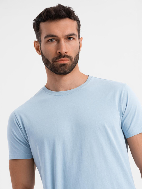Ombre Clothing Tricou clasic BASIC din bumbac pentru bărbați - albastru deschis