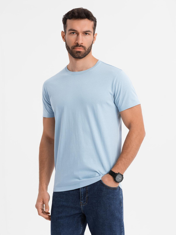 Ombre Clothing Tricou clasic BASIC din bumbac pentru bărbați - albastru deschis