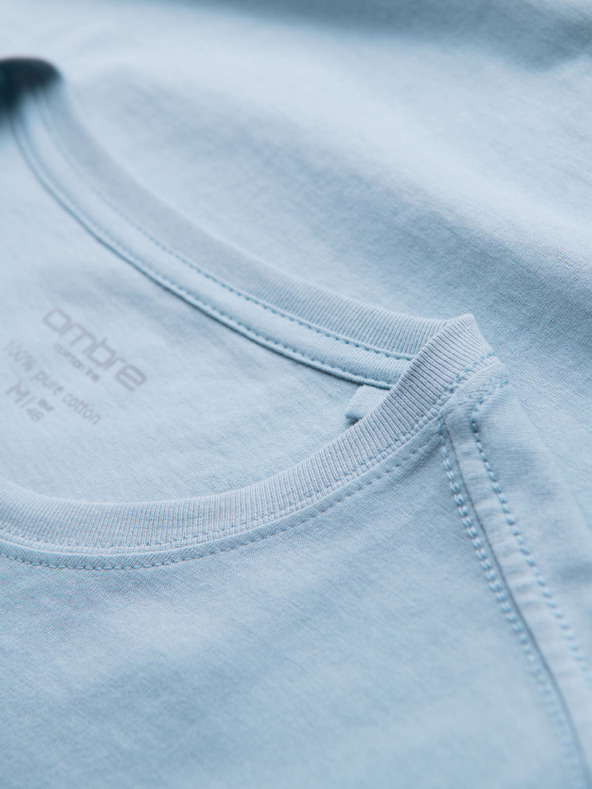 Ombre Clothing Tricou clasic BASIC din bumbac pentru bărbați - albastru deschis