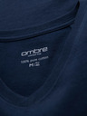 Ombre Clothing Tricou clasic BASIC din bumbac pentru bărbați cu decolteu în V - albastru închis