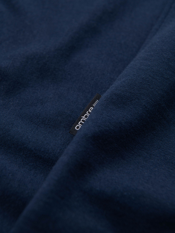Ombre Clothing Tricou clasic BASIC din bumbac pentru bărbați cu decolteu în V - albastru închis