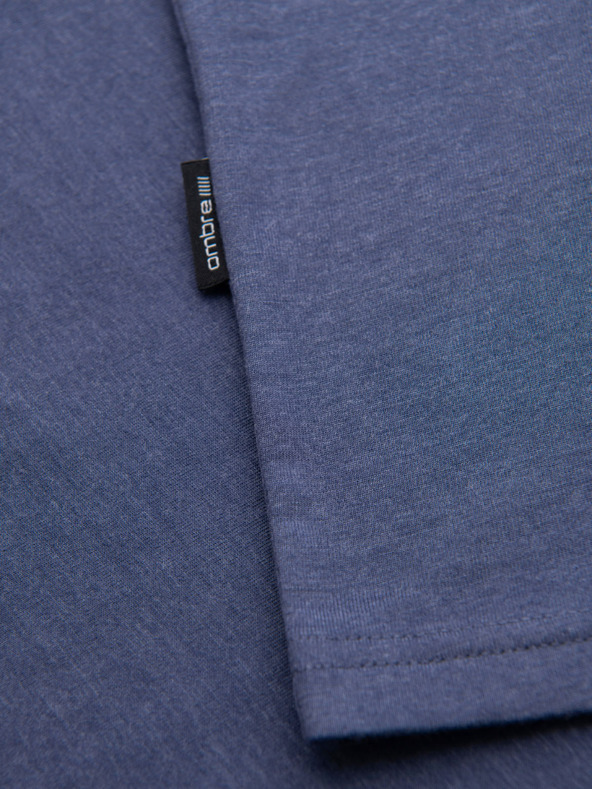 Ombre Clothing Tricou clasic BASIC din bumbac pentru bărbați cu decolteu în V - albastru melanj
