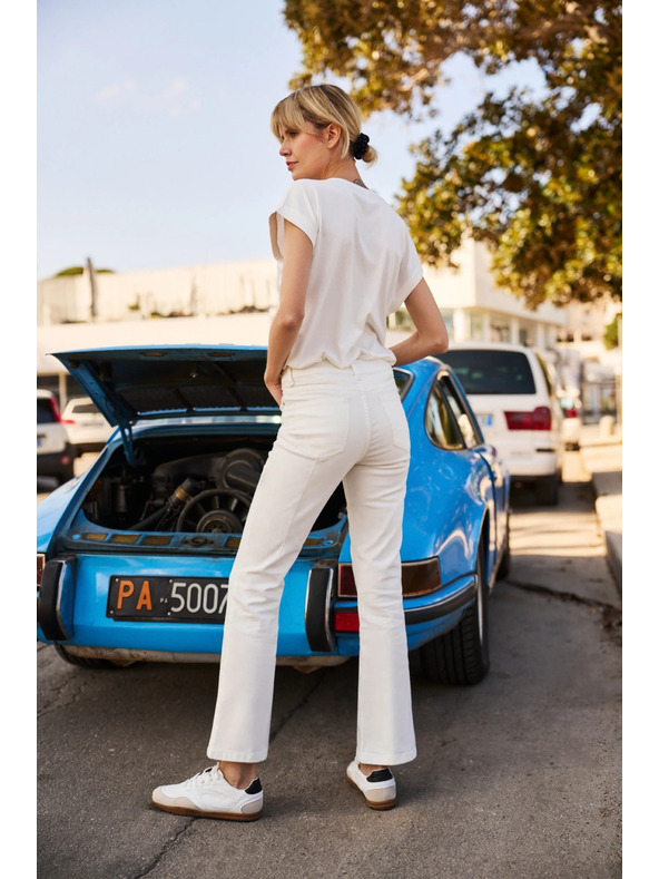 Moodo Blugi evazați crem pentru femei